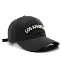 Black cotton baseball cap with Los Angeles embroidery in minimalist street style - Black