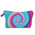 Tie-dye rainbow cosmetic bag with pink blue yellow spiral pattern and side handle - Pink Blue Yellow Spiral Tie-dye