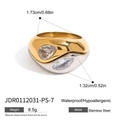 Anillo multicapa bicolor de acero inoxidable con piedras de gota y diseño impermeable - Talla 7