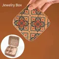 Portable vintage cork jewelry box with geometric patterns for rings and necklaces - Retro Multi-compartment Jewelry Box (Fantasy Grass)