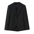 Chaqueta blazer negra entallada para mujer con solapa y cierre de un botón en plano - XS / Tops