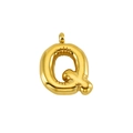 Golden chubby bubble letter Q pendant in polished stainless steel for women - Letter Q