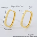 Oval 18k gold plated copper ear cuff with zircon inlay and three-layer finish - Gold Plated Large Oval Ear Cuff EL02-10