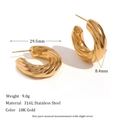 Orecchini a cerchio ritorti a forma di C in acciaio inossidabile placcato oro 18K - 30MM / Oro
