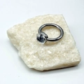 Silver square zircon ring set on white crystal stone with faceted clear gemstone detail - Silver Base: Apr-White
