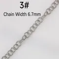 Dettaglio ravvicinato della catena a maglie rotonde in acciaio inox con larghezza 6,7 mm - Catena Modello 3# al Metro (Larghezza 6,7 mm)
