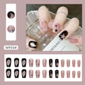 Star pattern cat-eye press-on nails set with black and pink glitter in 24 pieces - Star Cat Eye Style (MY034)