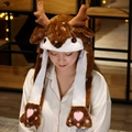 Plush brown reindeer ear moving hat with airbag system and cute spotted deer antlers - Snowflake Reindeer