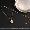 Gold plated titanium steel five-petal flower necklace with white shell and zircons - White Shell Starburst Flower Style (A847)