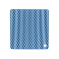 Blue square honeycomb silicone placemat with heat-resistant texture and hanging hole - Nordic Blue