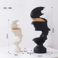 Modern abstract face sculptures set in black and white with gold accents for shelf decor - Artistic Portrait Set With High-quality Platinum And Black Gold Finishes - Combination H