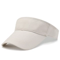 Light beige sun visor hat for running with adjustable twill fabric and curved brim - Beige