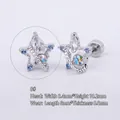 Clou d'oreille étoile en acier 316L avec gemmes bleues et blanches, 8,4x10,2mm - (1 PC) 8# Étoile - Argent