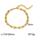 Bracciale cubano da 5mm in acciaio inossidabile placcato oro 18K con chiusura a moschettone - Bracciale a Maglia Lunga Ondulata Oro (KB1862260-Z)
