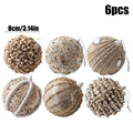 Set of six 8cm champagne gold Christmas balls with glitter and beaded textures - 6Pcs/8cm / Champagne