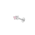 Labret papillon argenté avec perle rose et pierre de zircon pour piercing cartilage - Papillon Argenté Perle Rose (L24121202-8)