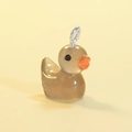 Translucent gray resin duck pendant with bright orange beak and silver metal ring - Luminous Black (Silver Pin)