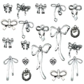 Assorted silver-colored metal bow and heart charms for DIY jewelry making - Mixed 20pcs Antique Silver Bowknot Set
