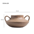 Nordic matte brown ceramic vase with round handles and dimensions of 31cm width - HP696 Flat Round Double Handle / Tan