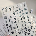 Gothic cross and heart nail art stickers TL-426 with metallic silver accents - TL-426 Color Silver Points 2mm Silver Beads