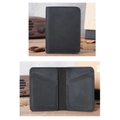 Vintage black leather card holder with multiple slots and handmade stitching detail - No Logo Style / Black (No Logo)