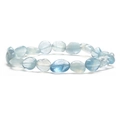 Macro detail of irregular light blue natural stone beads with smooth polished surfaces - Aquamarine