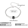 Double-layer stainless steel bracelet with tennis chain and black rectangular zircon - Steel Color Black Zirconia (17+5cm)