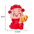 God of Wealth resin figure holding gold ingot, measuring 8cm height and 5.5cm width - Vinyl Holding Ingot God of Wealth