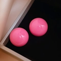 Cute candy-colored bright pink acrylic ball stud earrings on a black velvet base - Rose Red Round Ball Stud Earrings (S925 Sterling Silver Pin)