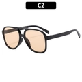 Occhiali da sole aviator con montatura nera a doppio ponte e lenti arancioni, Modello C2 - Montatura Nera Lenti Champagne