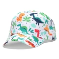 Casquette de baseball enfant avec motifs de dinosaures colorés et palmiers sur fond blanc - Jungle Dinosaure Blanc
