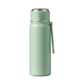 Smart stainless steel vacuum flask in mint green with portable strap and lid cup - 450ml / Plain Style / Mint Green