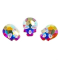 Set of 3 iridescent skull-shaped flatback crystals with faceted laser finish for DIY - 8mm Skull AB
