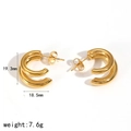 Detailed size view showing 19.3mm height and 18.5mm width of C-shaped gold earrings - Gold Double Hoop Style (TE60470-G)