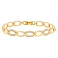 Elegant gold chain bracelet featuring alternating plain and pave diamond-set oval links - Pavé Oval Link