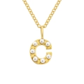 Collana in acciaio inossidabile dorato con ciondolo lettera iniziale C con perle per donna. - Lettera C - Oro