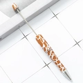 DIY beaded ballpoint pen featuring brown and white giraffe print with silver accents - Brown and White Giraffe Pattern (23)