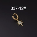 Gold-plated star drop earring featuring sky blue stones and white zircon micro-insets - Compass Star Style (337-12#)
