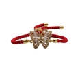 Bracciale intrecciato rosso minimalista con ciondolo a farfalla dorato e zirconi - Zirconia Farfalla Corda Rossa / Corda Rossa Classica