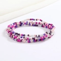 Detail of colorful multilayered glass seed bead waist chains in pink and purple tones - Pink Purple Transparent