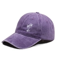Vintage washed purple denim baseball cap featuring white coconut tree embroidery detail - One Size / Purple