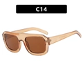 Oversized square sunglasses featuring transparent tea brown frames and dark coffee lenses - Champagne Frame Tea Lens