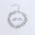 Detalle de pulsera de plata con cadena de 16,5cm, extensión de 5cm y cierre de langosta - 16.5+5CM / Plateado