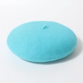 Hoogwaardige levendige cyaan wollen baret voor dames, elegant winteraccessoire - Eén maat / Meerblauw