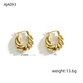 Detailed size chart for 18k gold twisted hoop earrings showing 21mm diameter and 7mm width - Ripple Texture (AJA093)