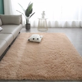 Soft shaggy tie-dye plush rug in creamy beige for cozy modern living room decor - Solid Camel / 50*160cm