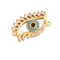 Gold-plated Evil Eye DIY charm with zircon stones and blue center for jewelry making - L371960