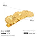 Pinza de acero inoxidable bañada en oro de 18k con tres flores de concha en color oro - Estilo Tres Flores (NB-H1017)