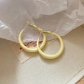 Close-up of vibrant yellow round hoop earrings with glossy metallic finish and hinge clasp - Small 3cm / Yellow