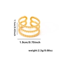 Detail view of adjustable gold triple-layer beaded ring with precise dimensions and weight - Adjustable Open / Triple Beaded Parallel Style (TYGR0090) / Gold